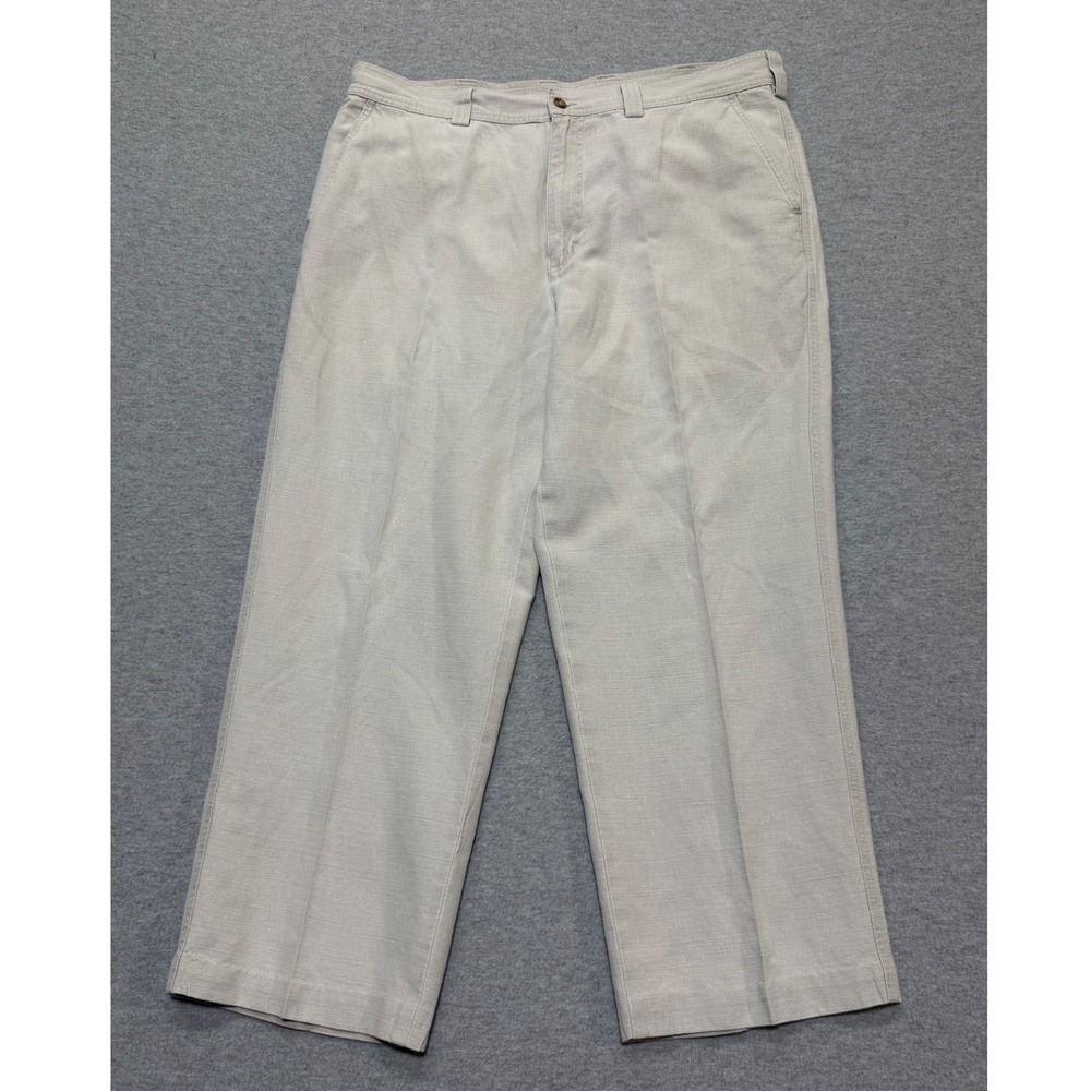 LL Bean Mens 38 x 30 Linen Cotton Blend Wide Leg Baggy Resort Pants Baggy VTG